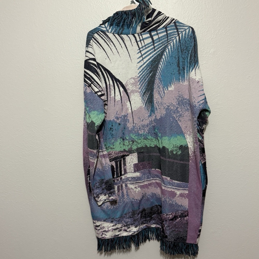 Anthropologie Aldo Martins Tropical Boho Fringed Cardigan with Pockets No Belt - Picture 7 of 10